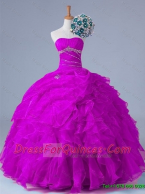 2015 Strapless Quinceanera Dresses with Beading and Ruffles