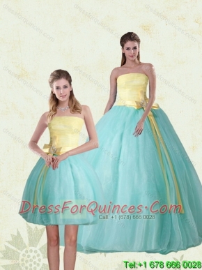 2015 Perfect Strapless Multi Color Quinceanera Gown with Bowknot