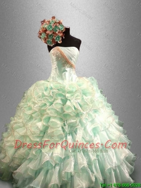 Beautiful 2015 Strapless Quinceanera Dresses with Beading and Ruffles