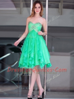 Floor Length Green Prom Dresses Sweetheart Sleeveless Zipper
