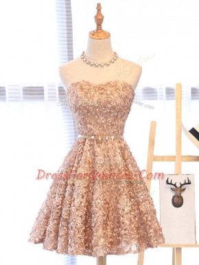 Great Mini Length Champagne Homecoming Dress Sweetheart Sleeveless Lace Up