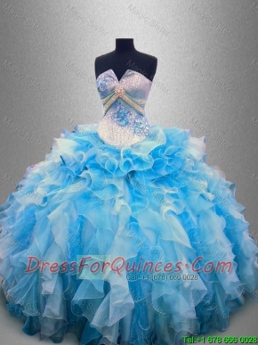 Beautiful Strapless Beaded and Ruffles Quinceanera Gowns in Multi Color