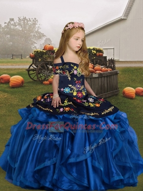 Latest Sleeveless Embroidery and Ruffles Lace Up Child Pageant Dress