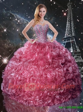 2016 Fashionable Ball Gown Sweetheart Sweet 16 Dresses with Ruffles and Beading