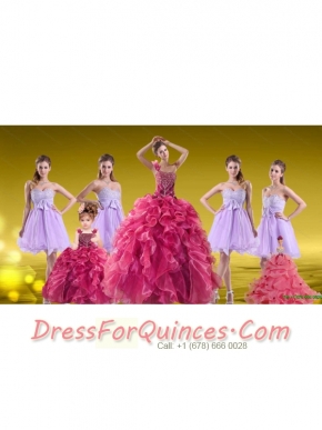 New Style One Shoulder Beading Sweet 16 Dress and Sweetheart Beading Short Dama Dresses and  Ruffles Beading Little Girl Dress