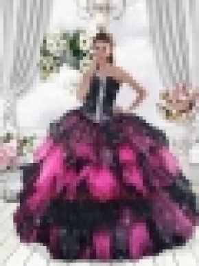 Multi-Color Strapless Ruffles and Beading Dress for Quincenera