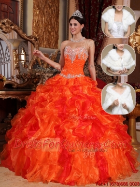 Pretty 2016 Sweetheart Beading Sweet 15 Dresses in Orange