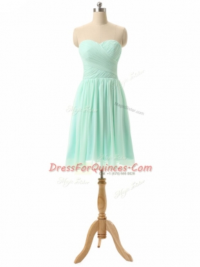 Inexpensive Knee Length Apple Green Dama Dress Chiffon Sleeveless Ruching