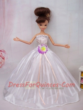Hand Made Flower Ball Gown Barbie Doll Dress