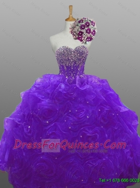 2015 Perfect Beaded Quinceanera Dresses with Rolling Flowers