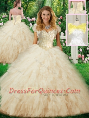 Latest Sweetheart Champagne Quinceanera Dresses with Beading