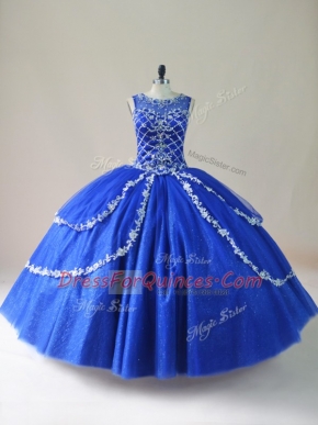 Captivating Scoop Sleeveless Tulle Sweet 16 Dresses Beading Zipper