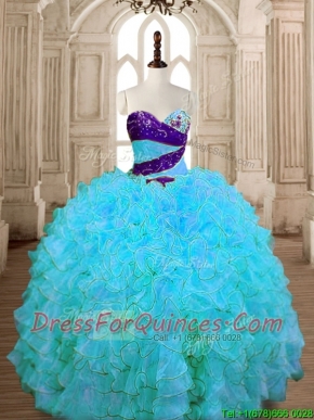 Unique Baby Blue Quinceanera Dress with Beading and Ruffles