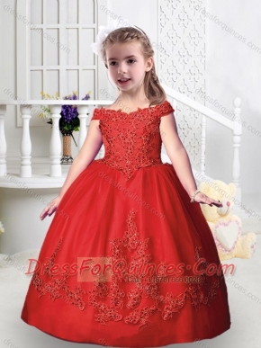Romantic Off the Shoulder Little Girl Pageant Dresses with Appliques and Beading