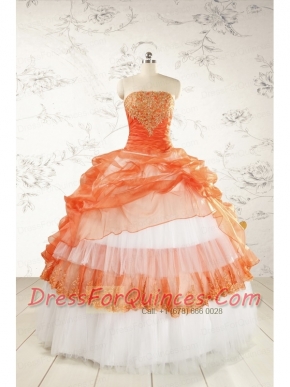 2015 Perfect Strapless Quinceanera Dresses with Beading