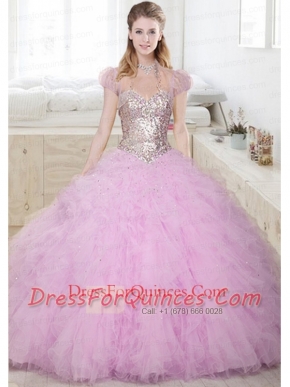 2015 Beautiful Sweetheart Beaded and Ruffled Quinceanera Dress in Lilac