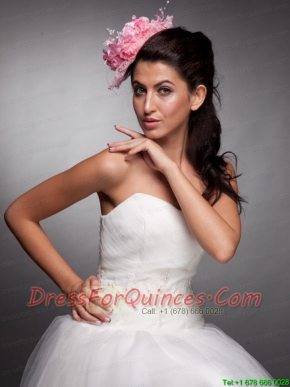 Baby Pink Hand Made Flowers Lace Net Yarn Bridal Fascinators