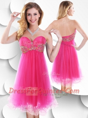 Sexy Sweetheart Hot Pink Short Prom Dress with Beading