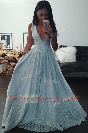Sleeveless Zipper Floor Length Beading and Lace