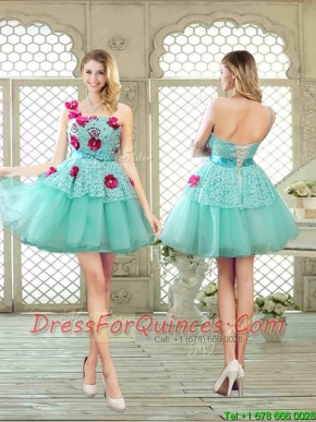 Elegant A Line Appliques and Lace Dama Dresses with One Shoulder