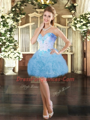 Stunning Organza Sleeveless Mini Length and Beading and Ruffles