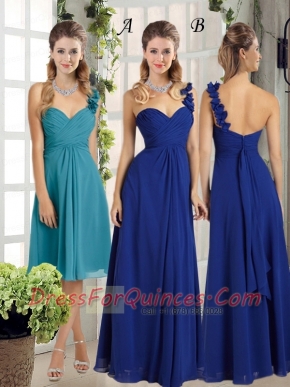 Empire One Shoulder Ruching Dama Dress for 2015