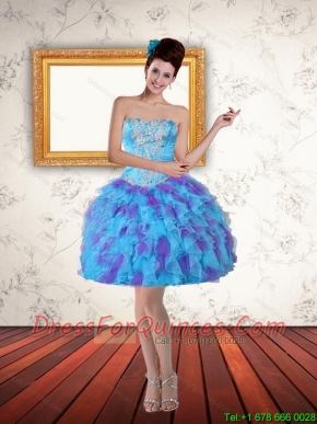 2015 Sweetheart Beading Ruffled Layers Short Dama Dresses in Multi Color