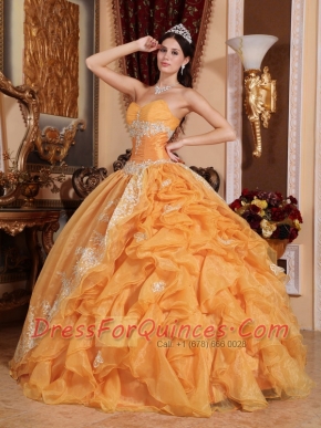 Elegant Orange Ball Gown Sweetheart Quinceanera Dress with Organza Beading