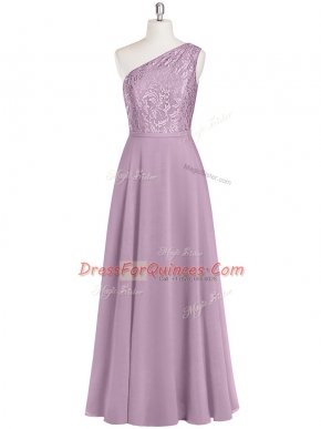 Sleeveless Zipper Floor Length Lace Homecoming Dress
