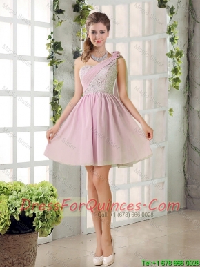 2016 Fall A Line One Shoulder Prom Dresses with Lace