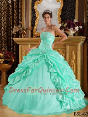 Taffeta and Tulle Beading Perfect Ball Gown Floor-length Beautiful Quinceanera Dress In Apple Green