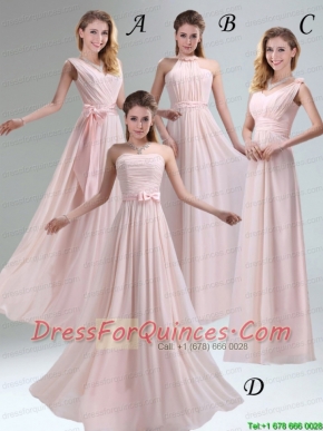 Most Beautiful Chiffon Light Pink Empire Prom Dress with Ruching