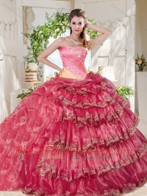 Gorgeous Beaded and Ruffled Big Puffy Classical Quinceanera Dress in Rainbow