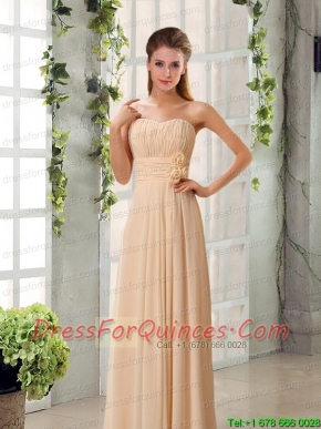 Champagne Ruching Chiffon Prom Dresses with Sweetheart