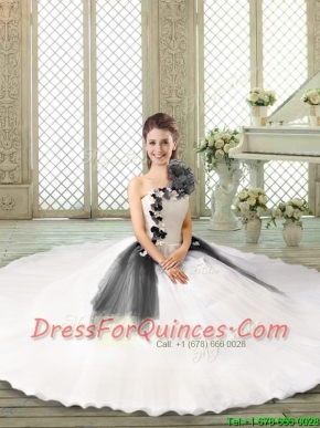 Popular Ruffles and Appliques Sweet 16 Gowns with One Shoulder