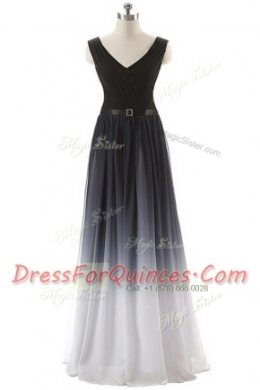Black Sleeveless Chiffon Lace Up Prom Dress for Prom