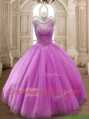 New Arrivals See Through Scoop Beading Quinceanera Dress in Lilac