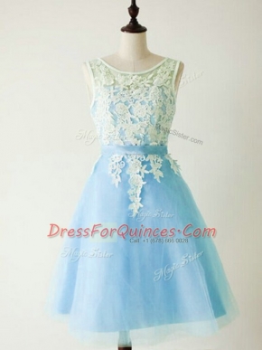 Sleeveless Lace Up Knee Length Lace Quinceanera Court of Honor Dress