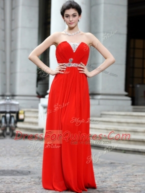 Enchanting Coral Red Homecoming Dress Prom and Party and For with Beading Strapless Sleeveless Zipper