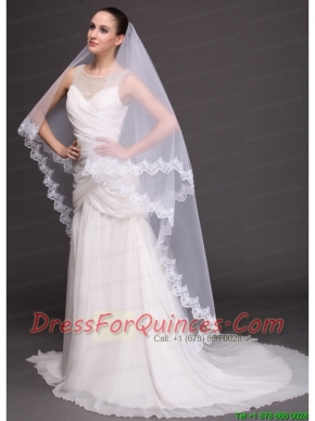 Two-tier Tulle With Lace Appliques Bridal Veil