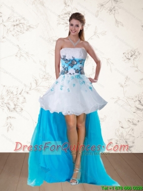 2015 Pretty Multi Color Strapless Christmas Party Dresses with Embroidery and Beading