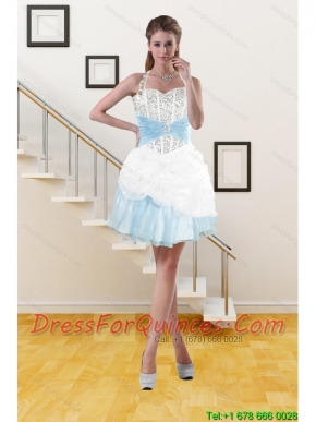 2015 Cheap Halter Top Prom Dresses with Pick Ups and Beading