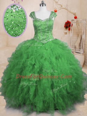 Hot Selling Floor Length Ball Gowns Cap Sleeves Sweet 16 Dresses Lace Up