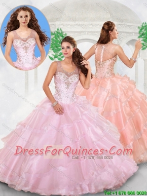 Popular Scoop Beading Quinceanera Dresses with Zipper Up