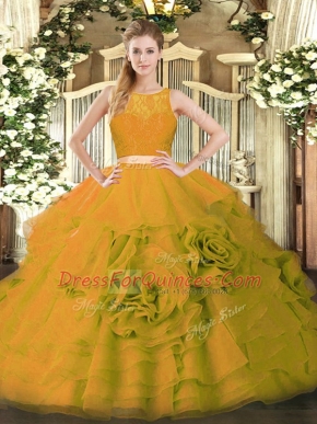 Beauteous Scoop Sleeveless Tulle 15 Quinceanera Dress Ruffles Zipper