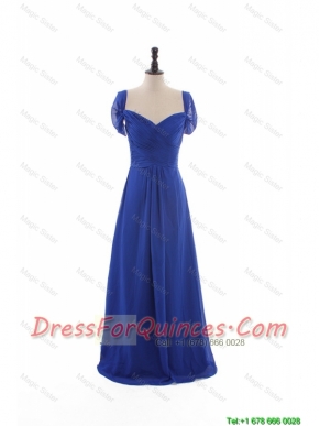 Pretty Gorgeous Empire Sweetheart Cap Sleeves Prom Dresses with Ruching