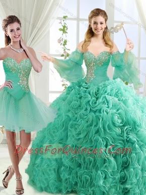 Feminine Beaded Detachable Quinceanera Dresses in Rolling Flower