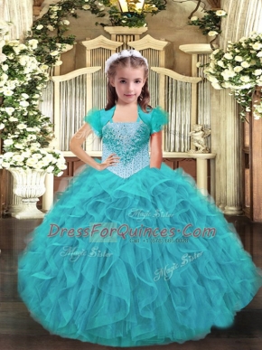 Best Organza Sleeveless Floor Length Little Girl Pageant Dress and Ruffles