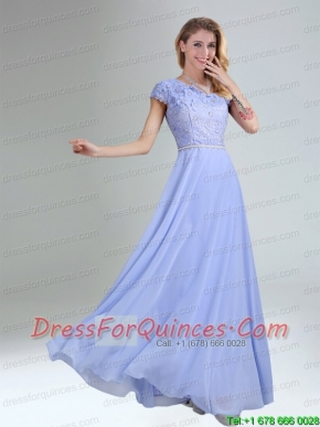 One Shoulder Belt Empire 2015 Appliques Prom Dress in Lavender