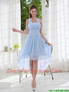 Halter Ruching 2015 Natural Chiffon Junior Dress